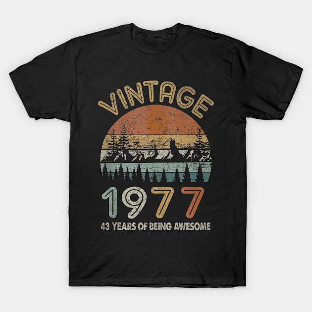 43 Years Old Retro Vintage 1977 43rd Birthday Gifts T-Shirt by bummersempre66